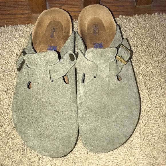 birkenstock boston green suede